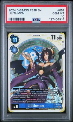 2024 Digimon Card Game Lilithmon EX6-057 SR Premium Heroines PSA 10 Gem Mint - Image 1
