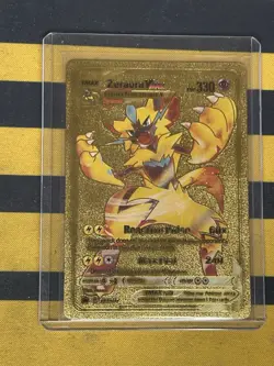Pokemon Zeraora VMAX Gold Foil Fan Art Textured Collector Card SWSH264 - Image 1