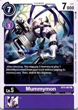 Mummymon BT3-087 Common Purple Ultimate (Lv5) Digimon Card CCG - Image 1