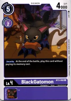 BlackGatomon BT3-082 Uncommon Purple Champion (Lv4) Digimon Card CCG - Image 1