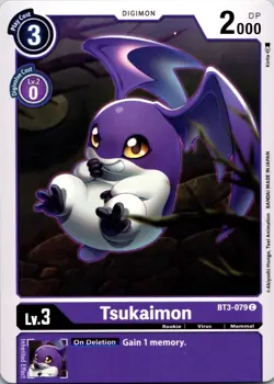 Tsukaimon BT3-079 Common Purple Rookie (Lv3) Digimon Card CCG - Image 1