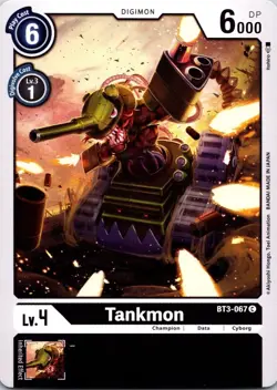 Tankmon BT3-067 Common Black Champion (Lv4) Digimon Card CCG - Image 1