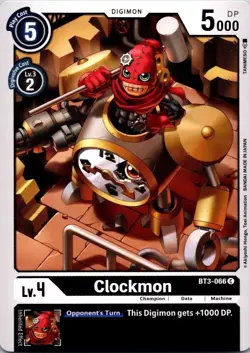 Clockmon BT3-066 Common Black Champion (Lv4) Digimon Card CCG - Image 1