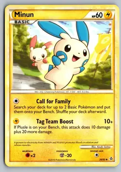 Minun 34/95 Uncommon HGSS Unleashed Pokemon Moderately Played - Image 1