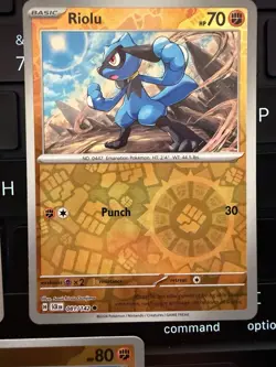 Pokemon TCG Riolu Lucario Card Lot (3) Rev Holo + Regular Finish SCR SVI ASC NM - Image 2