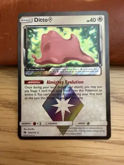 Pokemon TCG Ditto Prism Star Lost Thunder Holo Rare Card 154/214 2018 - Image 1