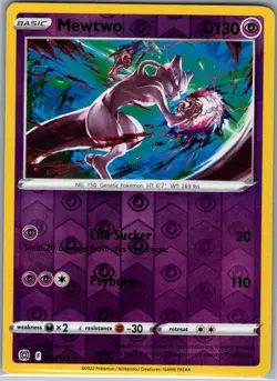 Mewtwo 056/172 Reverse Holo SWSH09: Brilliant Stars - Pokemon Card - NM - Image 1