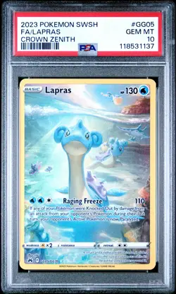 2023 POKEMON SWORD & SHIELD CROWN ZENITH #GG05 FULL ART/LAPRAS PSA 10 - Image 1