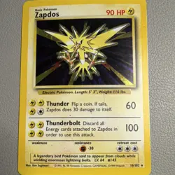 Pokemon TCG Zapdos Base Set Holo Rare 16/102 1999 Wizards 90 HP Basic Stage - Image 1