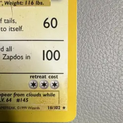 Pokemon TCG Zapdos Base Set Holo Rare 16/102 1999 Wizards 90 HP Basic Stage - Image 4