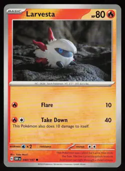 Larvesta 040/197 Common Obsidian Flames Pokemon Near Mint - Image 1