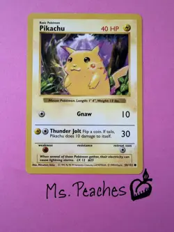 Pokemon Pikachu Red Cheeks Shadowless 58/102 Base Set 1999 NM Variant Error - Image 1