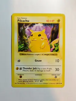 🔥POKEMON Shadowless Pikachu 058/102 Base Set RED CHEEKS 1999 GAMEFREAK📈 - Image 1