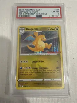 2022 Pokemon SWSH Dragonite-Holo GameStop Exclusive PSA 8 - Image 1