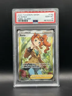 PSA 10 SONIA 192 REBEL CLASH SWORD & SHIELD TRAINER POKEMON GEM MINT - Image 1
