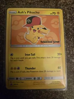 Pokemon Card Ash's Pikachu SM110 Sun & Moon Black Star Promo NM - Image 2