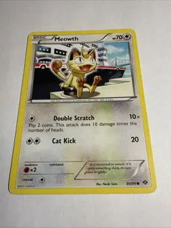 Meowth Regular Common Pokemon Card TCG English 80/99 Next Destinies LP - Image 1