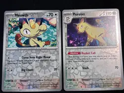 Pokemon 151 Meowth + Persian 052- 053/165 Reverse Holo Rare NM - 2 Card Set - Image 1