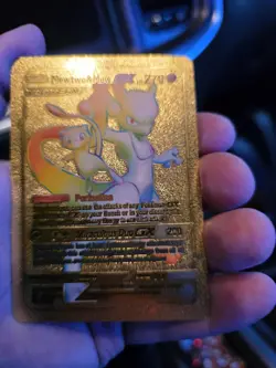 Mewtwo & Mew GX Rainbow Gold Metal Pokemon Card Collectible Gift/Display - Image 1