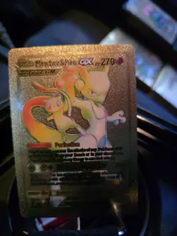 Mewtwo & Mew GX Rainbow Gold Metal Pokemon Card Collectible Gift/Display - Image 2
