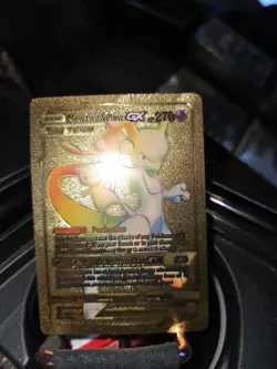 Mewtwo & Mew GX Rainbow Gold Metal Pokemon Card Collectible Gift/Display - Image 3