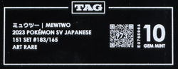 2023 Pokemon SV 151 Set Japanese 183/165 Mewtwo Art Rare TAG 10 (973) - Image 3