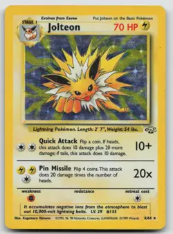 Jolteon 4/64 Jungle Pokemon Unlimited Holo HP Rare - Image 1