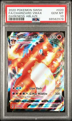 PSA 10 2020 POKEMON SWORD & SHIELD DARKNESS ABLAZE #020 FULL ART CHARIZARD VMAX - Image 1