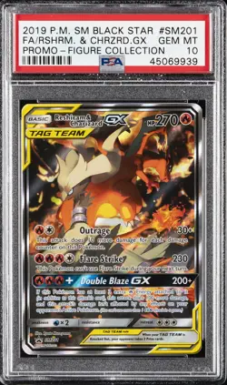 2019 POKEMON SM BLACK STAR PROMO #SM201 FULL ART/RESHIRAM & CHARIZARD GX PSA 10 - Image 1