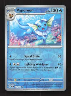 Vaporeon 022/131 Holo Rare SV: Prismatic Evolutions Pokemon Reverse Holo NM - Image 1