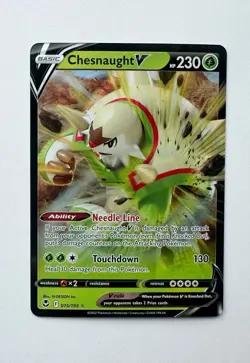 Pokemon TCG Chesnaught V 015/195 SWSH12 Silver Tempest Holo Ultra Rare EN - Image 1