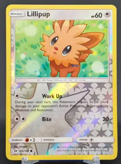 Pokemon Lillipup #103/149 English Sun & Moon Reverse Holo - Image 1