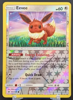 Pokemon Eevee #101/149 English Sun & Moon Reverse Holo - Image 1