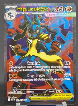 Pokemon Mega Lucario ex #160/132 English Mega Evolution Ultra Rare Full Art - Image 1