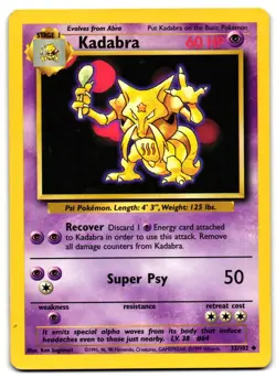 Kadabra 32/102 - 🌊 Base Set Unlimited Uncommon Pokemon TCG 🖤 - HP - Image 1