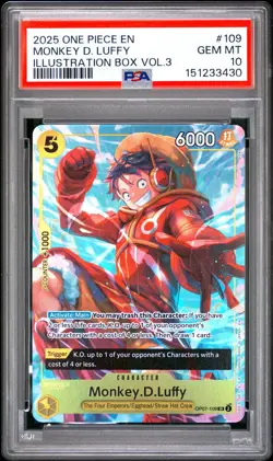 2025 ONE PIECE PROMOS ILLUSTRATION BOX VOL.3 #109 MONKEY D. LUFFY PSA 10 - Image 1
