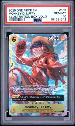 Monkey.D.Luffy (Illustration Box Vol.3) OP07-109 One Piece Promo Foil PSA 10 - Image 1