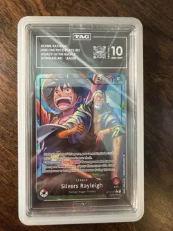 One Piece Silvers Rayleigh Alt Art Leader OP12-001 TAG 10 Gem mint - Image 1