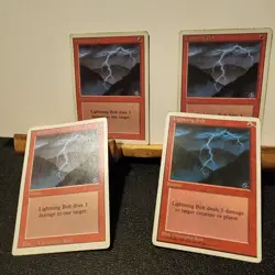 Mtg Lightning Bolt x4 - Magic the Gathering Revised 4th Lightning Bolt HP - Image 1