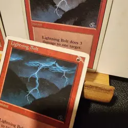 Mtg Lightning Bolt x4 - Magic the Gathering Revised 4th Lightning Bolt HP - Image 3
