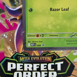 Pokemon TCG Mega Evolution Perfect Order Chikorita 3-Pack Blister Booster Sealed - Image 4