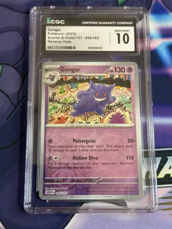 2023 POKEMON MEW EN-151 #094 GENGAR REVERSE HOLO CGC 10 - Image 1