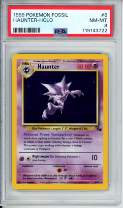 PSA 8 Haunter Holo 662 Fossil 1999 Pokemon Card WOTC - Image 1