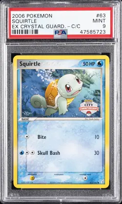 2006 POKEMON EX CRYSTAL GUARDIANS CITY CHAMPIONSHIPS #63 SQUIRTLE PSA 9 - Image 1