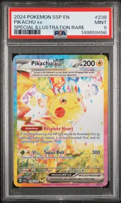 PSA 9 MINT 2024 POKEMON SSP EN PIKACHU ex #238 SPECIAL ILLUSTRATION RARE - Image 1