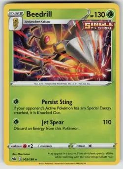 BEEDRILL 003/198 HOLO RARE CHILLING REIGN POKEMON HOLO NEAR MINT - Image 1