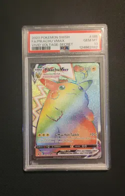 Pokemon TCG Pikachu VMAX SWSH: Vivid Voltage 188/185 Rainbow Secret Rare PSA 10 - Image 1