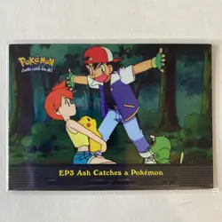 Topps Blue Pokemon TV Animation Series 2 EP3 Ash Catches a Pokemon Holo NM/LP - Image 1