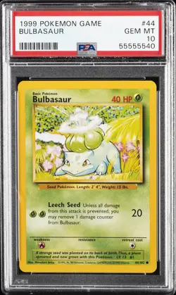 1999 POKEMON GAME #44 BULBASAUR PSA 10 - Image 1