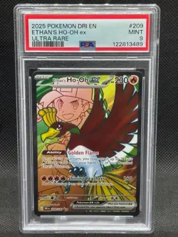 2025 PSA 9 MINT Pokemon TCG Ethan's Ho-Oh EX 209/182 Ultra Rare Destined Rivals - Image 1